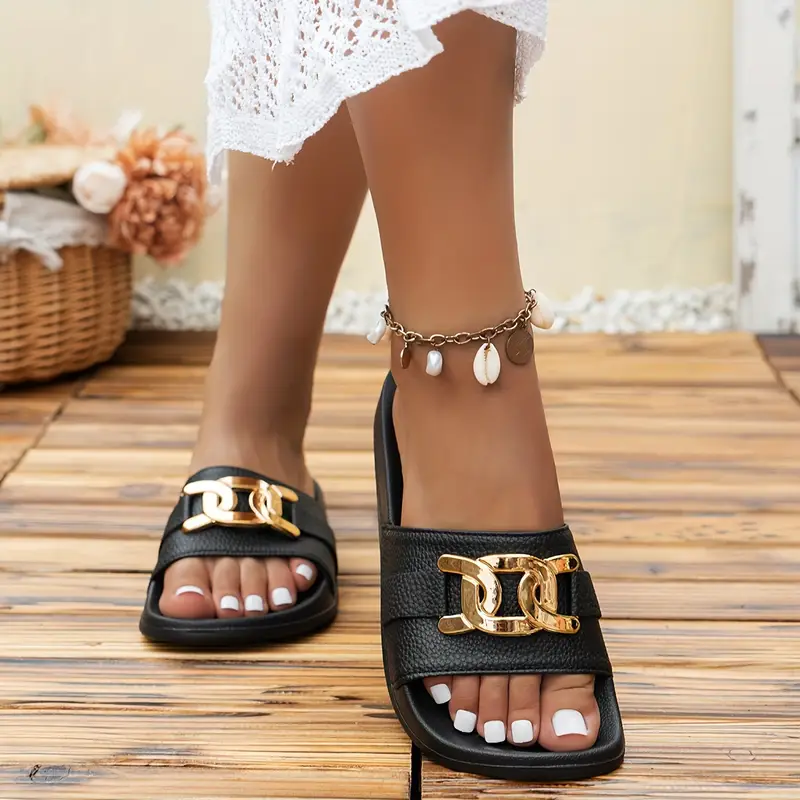 AMBRI™ WOMEN'S ELEGANT GOLD BUCKLE SLIDES - Image 4