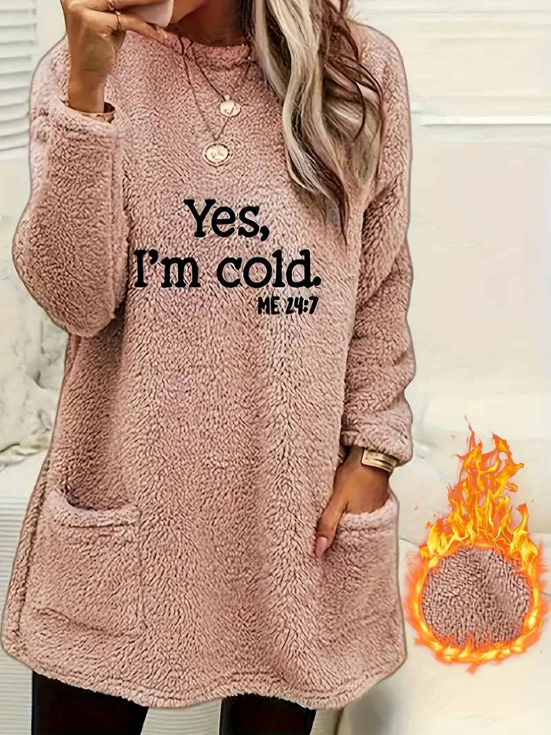 ANNA™ COZY LETTER PRINT FLEECE PULLOVER SWEATSHIRT - Image 2