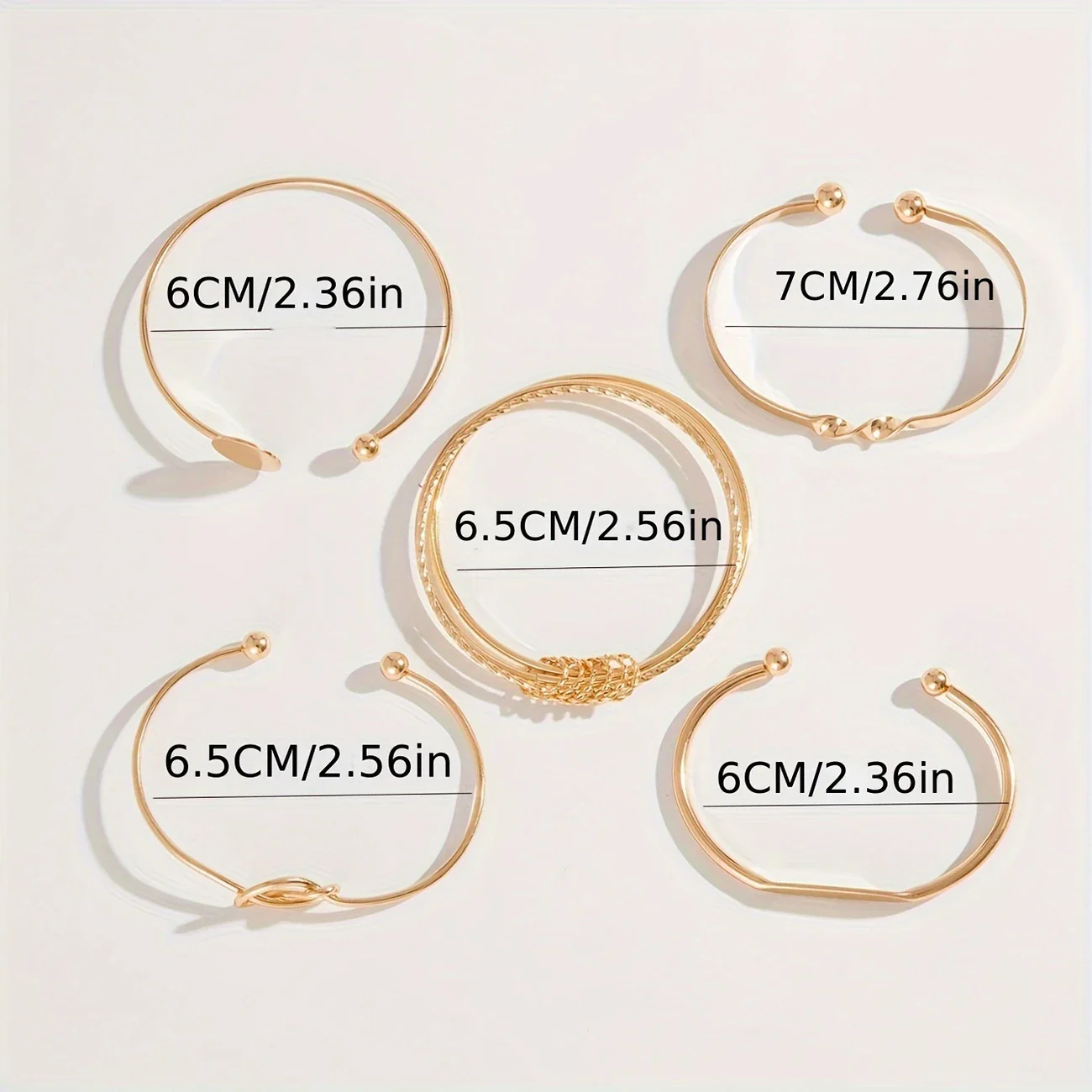 ARCÉTTA FORM™ — 5PCS GEOMETRIC GLOSSY BANGLE & CUFF BRACELET SET - Image 4