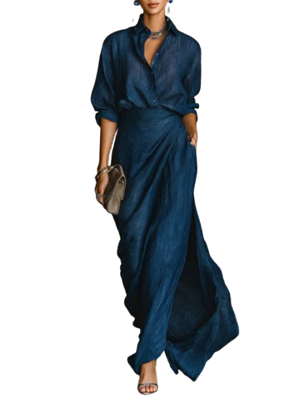 CIELO™ | ELEGANT SHIRT AND LONG SKIRT SET - Image 4