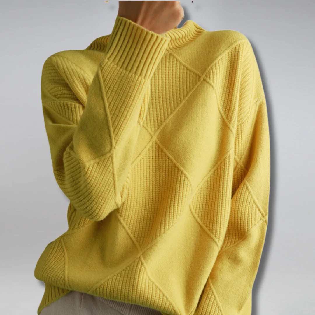 CINDARA™ – LUXE COTTON TURTLENECK SWEATER