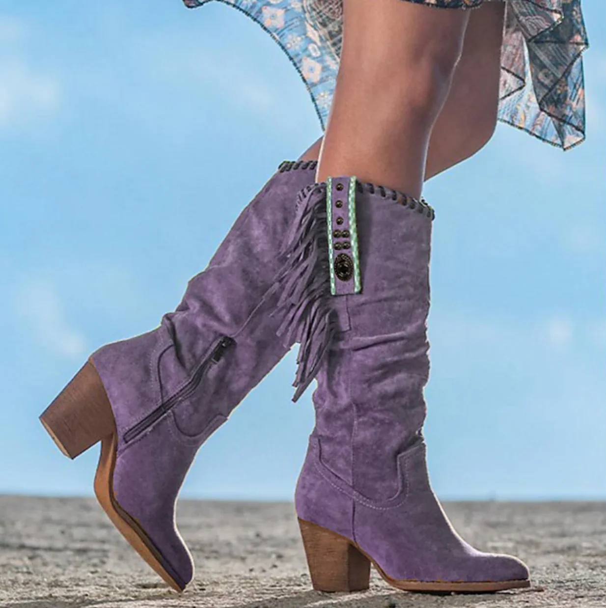 DAKOTA™ WOMEN'S FRINGE SUEDE WESTERN COWBOY BOOTS - Image 4