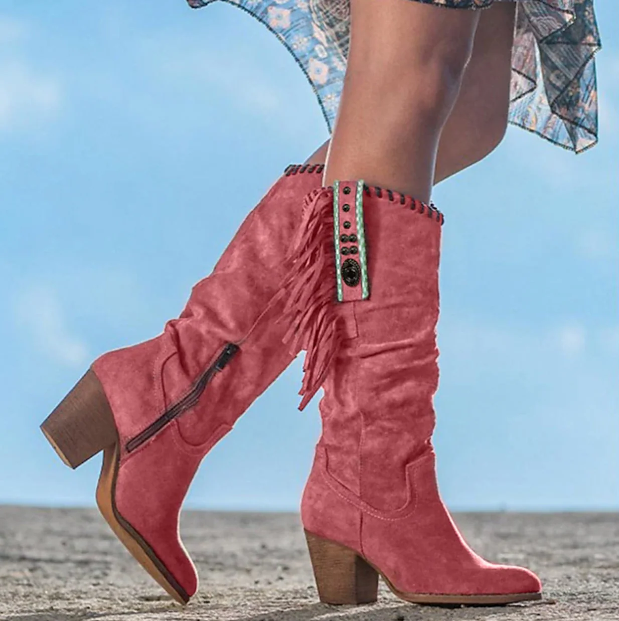 DAKOTA™ WOMEN'S FRINGE SUEDE WESTERN COWBOY BOOTS - Image 6
