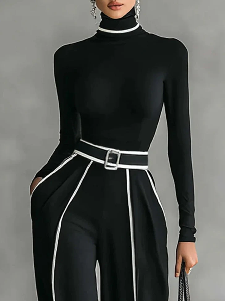 EMMA - ELEGANT TWO PIECE SET WITH HIGH NECK AND WIDE LEG PANTS - Image 3