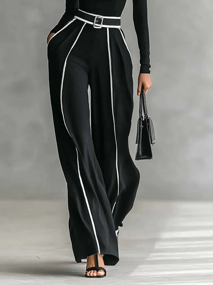EMMA - ELEGANT TWO PIECE SET WITH HIGH NECK AND WIDE LEG PANTS - Image 4