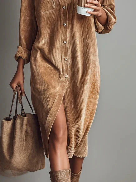 ESTELA™ | RELAXED CORDUROY MIDI DRESS - Image 3