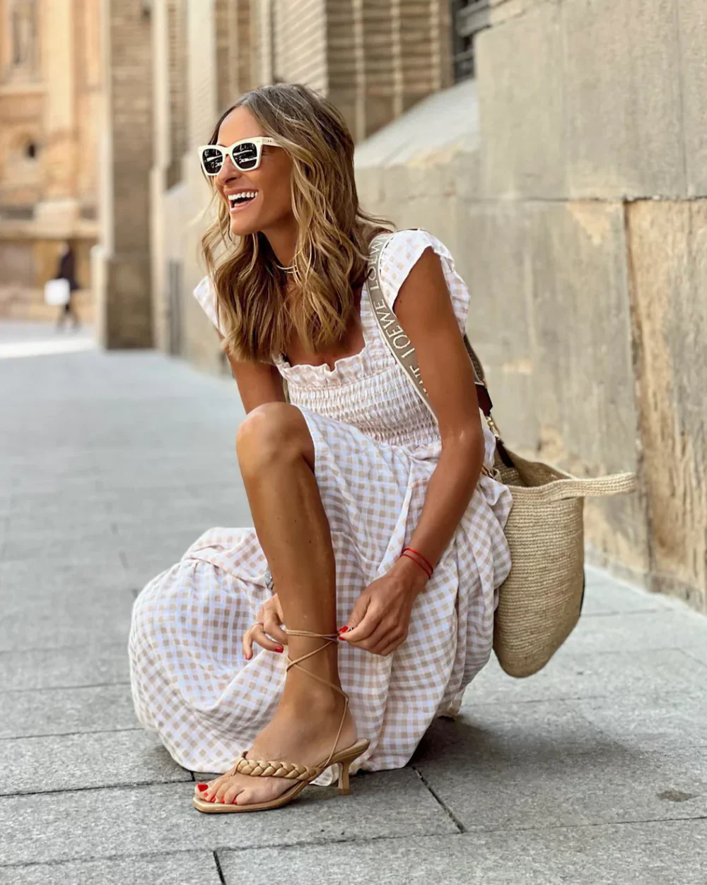 FLEURINNA™ – LONG DRESS WITH RUFFLED SLEEVES AND GINGHAM FRILLS - Image 6