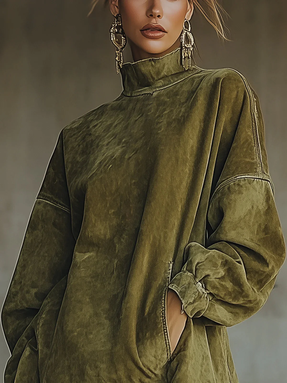GABRIELA™ | SUEDE DRESS WITH HIGH NECK AND FRINGE - Image 4