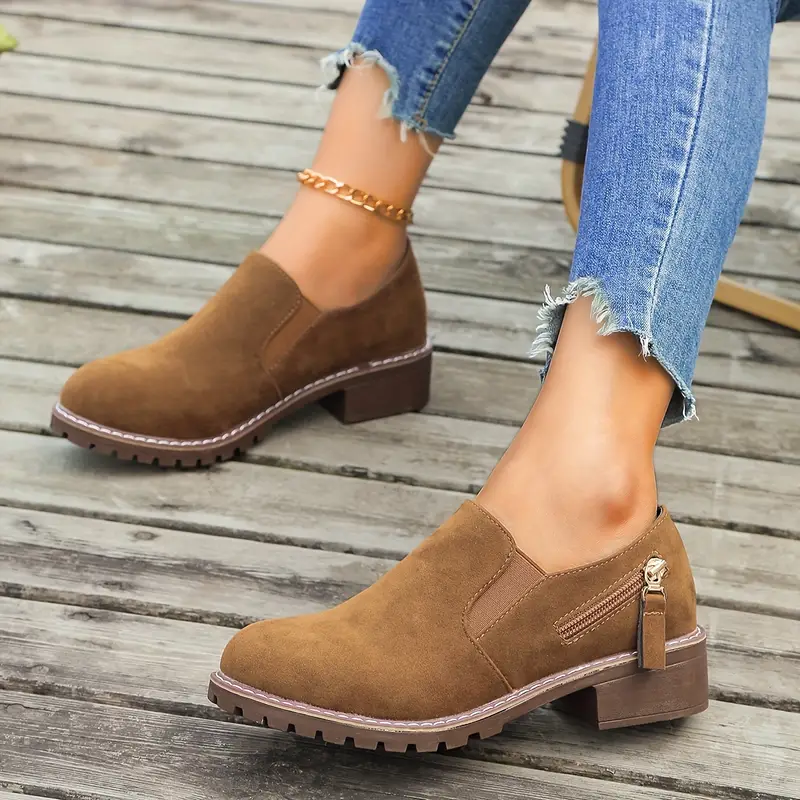 HARLYN™ WOMEN SIDE ZIPPER DECOR LOW HEEL BOOTS - Image 11