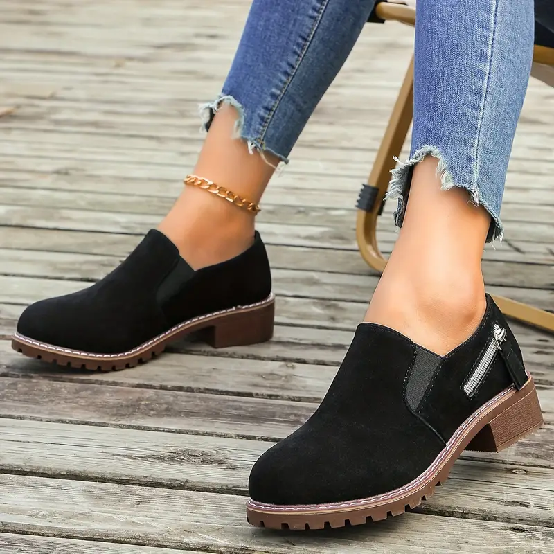 HARLYN™ WOMEN SIDE ZIPPER DECOR LOW HEEL BOOTS - Image 2