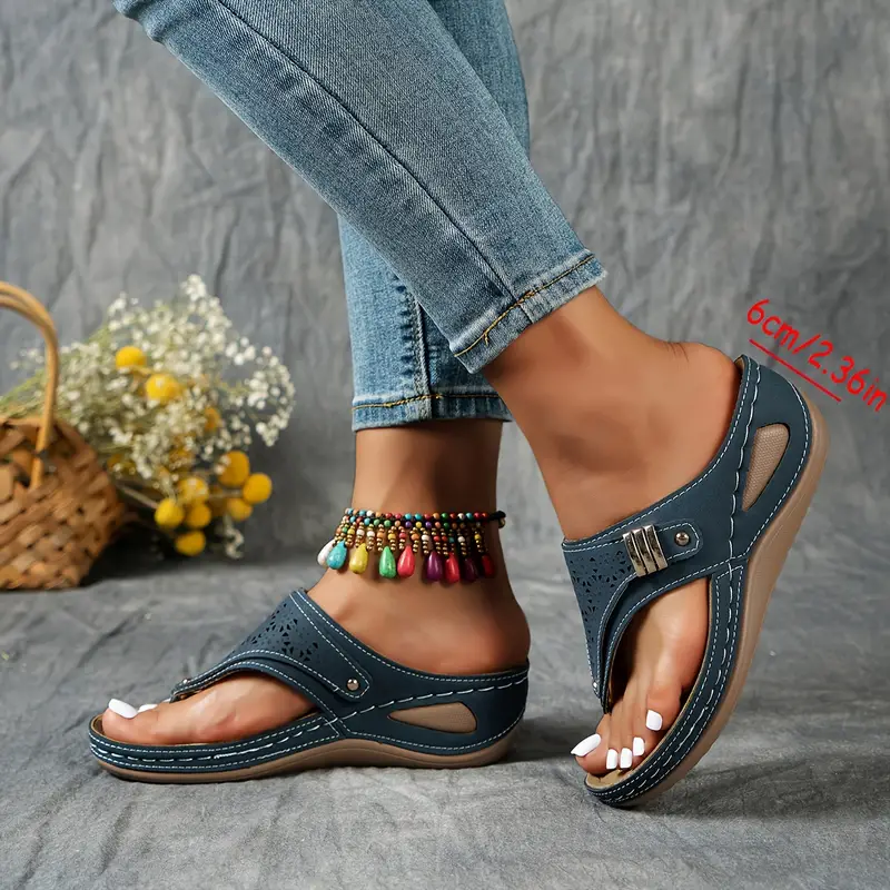 KEIT™ STYLISH CUT-OUT WEDGE THONG ORTHO SANDALS - Image 13