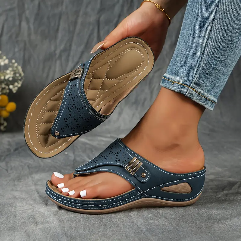 KEIT™ STYLISH CUT-OUT WEDGE THONG ORTHO SANDALS - Image 6