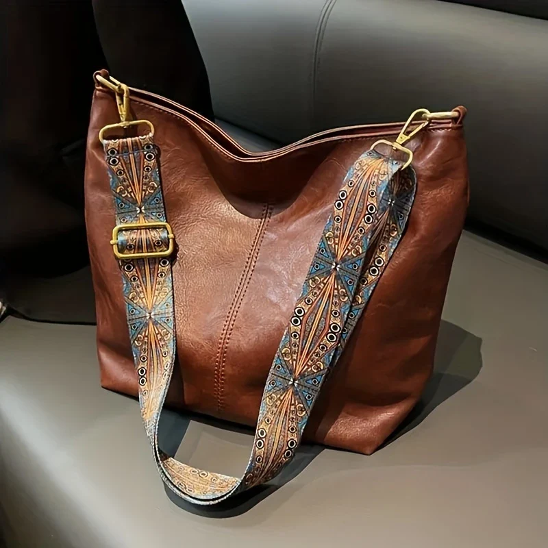 LOVELY LUXE™ — WIDE GEOMETRIC STRAP LARGE CAPACITY CROSSBODY BAG - Image 9