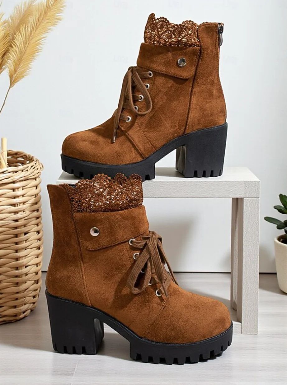 MAIA™ WOMEN'S BROWN FAUX SUEDE VINTAGE ANKLE BOOTS - Image 5