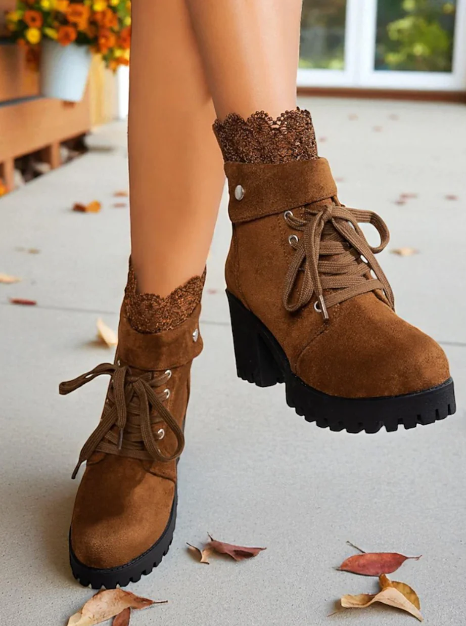 MAIA™ WOMEN'S BROWN FAUX SUEDE VINTAGE ANKLE BOOTS - Image 8