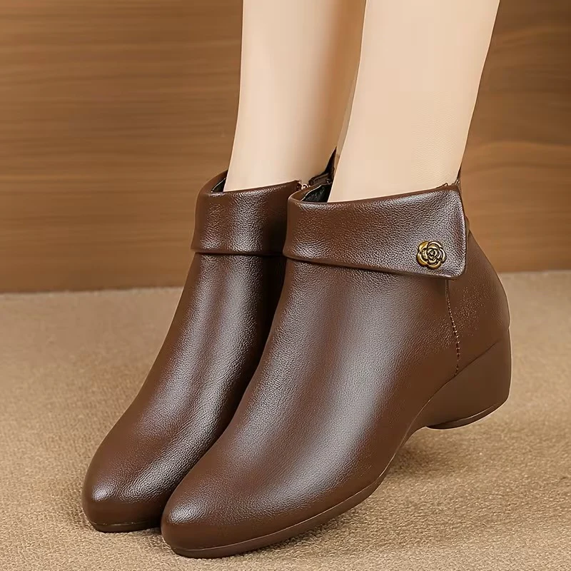 ODESSA™ WOMEN'S FAUX PU LEATHER SHORT ANKLE BOOTS - Image 3