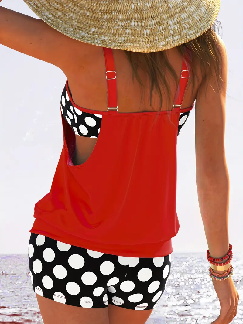 WOMEN'S POLKA DOT TANKINI SWIMWEAR SET - Image 7