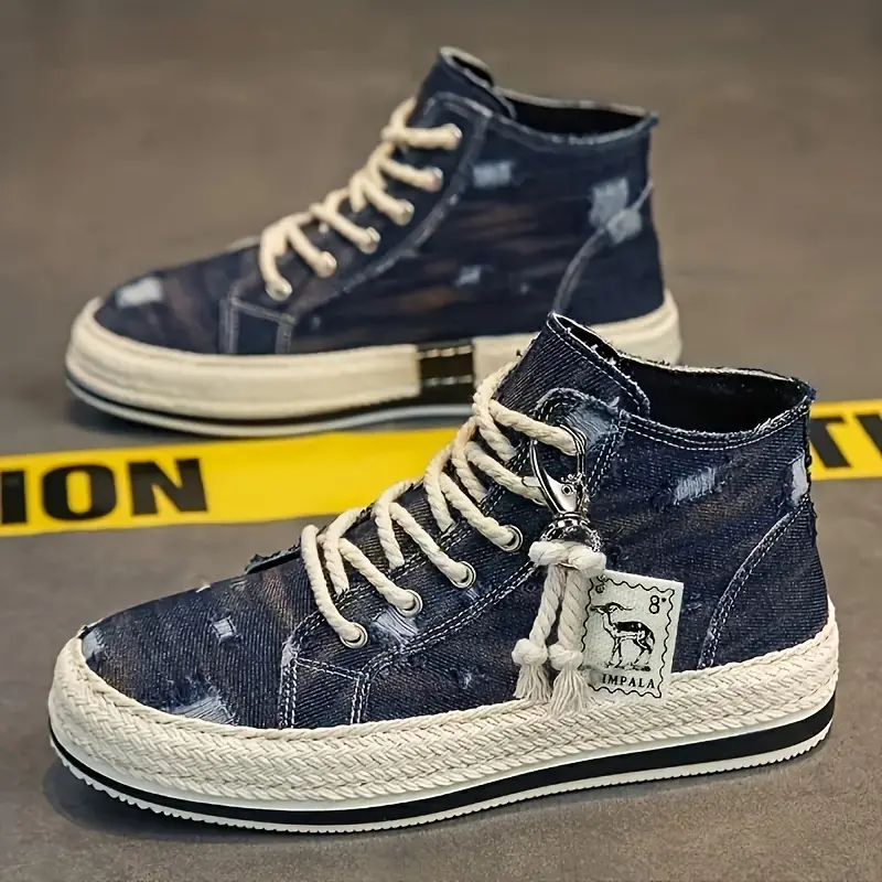 COMFY VINTAGE RETRO HIGH-TOP CANVAS SKATE SHOES - Image 3