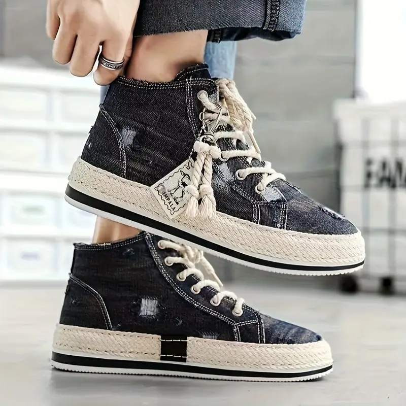 COMFY VINTAGE RETRO HIGH-TOP CANVAS SKATE SHOES - Image 4