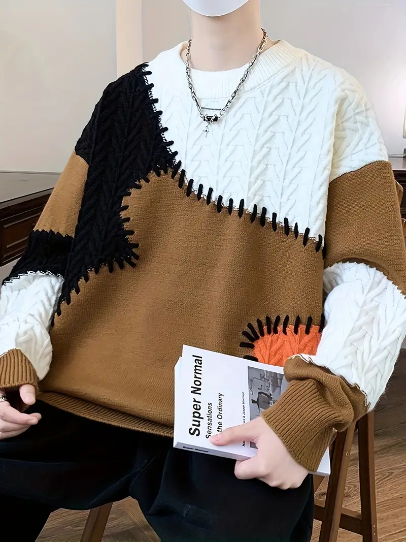 SAMUEL™ MEN'S COLOR-BLOCK CABLE KNIT SWEATER - Image 4
