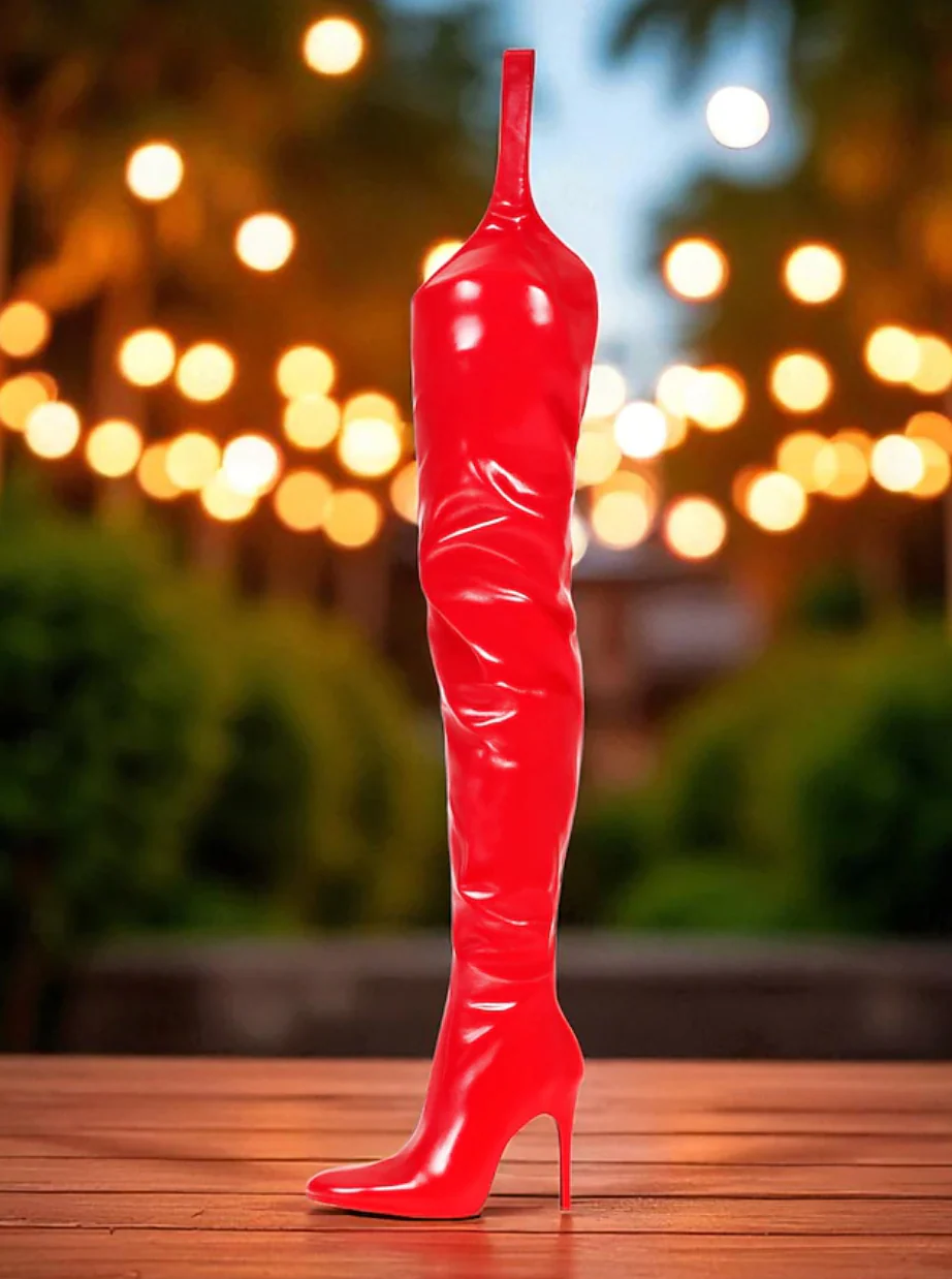 SCARLETTA™ WOMEN'S RED PATENT LEATHER STILETTO BOOTS - Image 3