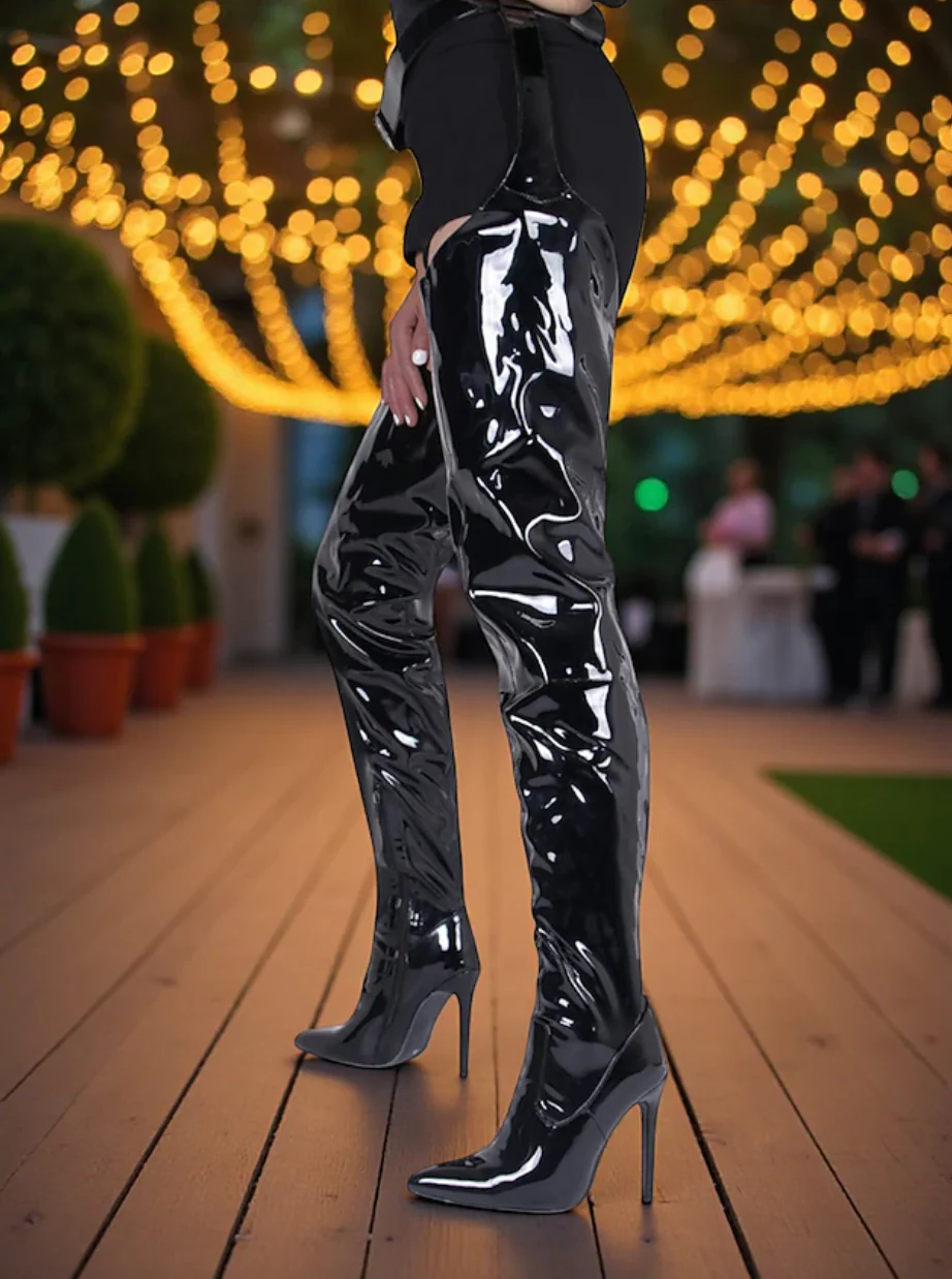 SCARLETTA™ WOMEN'S RED PATENT LEATHER STILETTO BOOTS - Image 5