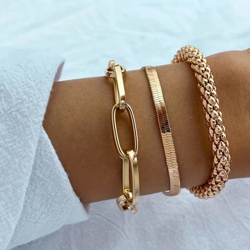 SERPENT GLAM™ — 3-PIECE GOLDEN VINTAGE SNAKE BONE BRACELET SET - Image 10