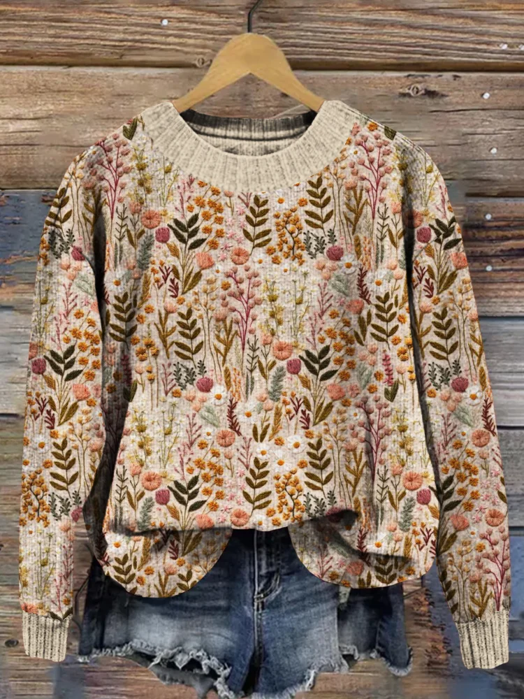 SOFIA™ WILDFLOWER EMBROIDERY ART COZY SWEATER - Image 2