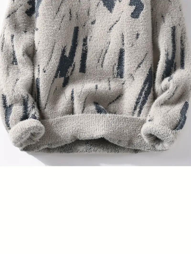 SPENCER™ MEN'S COLOR BLOCK ABSTRACT KNIT SWEATER - Image 7