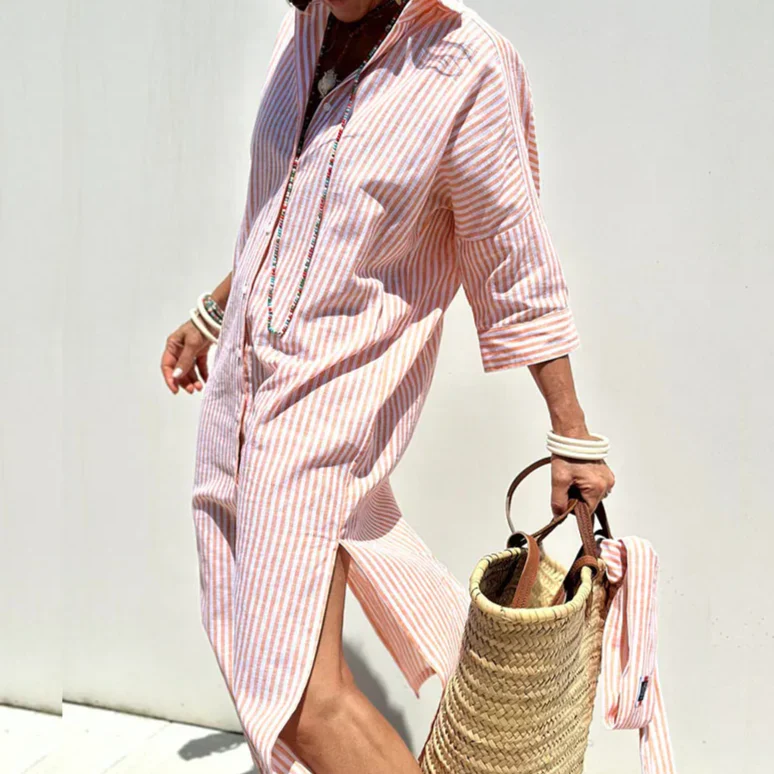 SHIRT DRESS WITH STRIPES AND ELEGANT DESIGN FOR DAILY WEAR OR EVENTS - Image 2