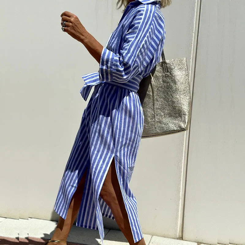 SHIRT DRESS WITH STRIPES AND ELEGANT DESIGN FOR DAILY WEAR OR EVENTS - Image 4