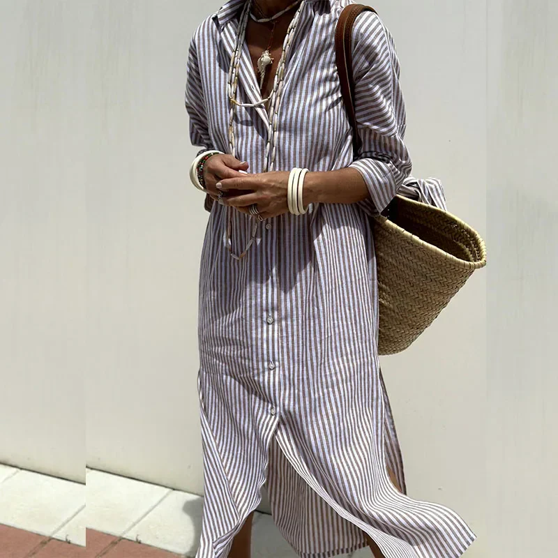 SHIRT DRESS WITH STRIPES AND ELEGANT DESIGN FOR DAILY WEAR OR EVENTS - Image 5