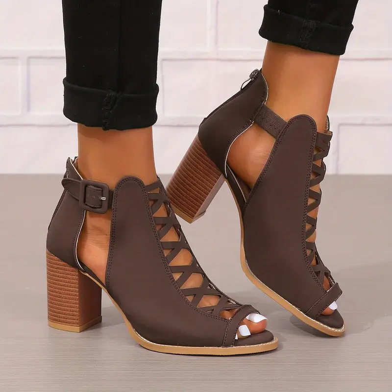 TERRI™ WOMEN'S COMFY CHUNKY HEEL FAUX SANDALS - Image 10