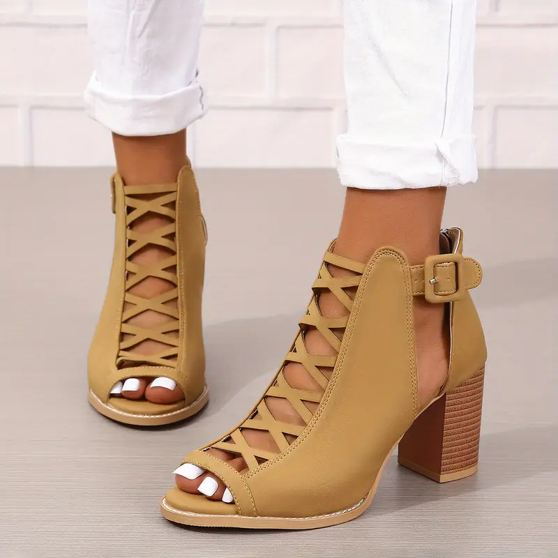 TERRI™ WOMEN'S COMFY CHUNKY HEEL FAUX SANDALS - Image 3