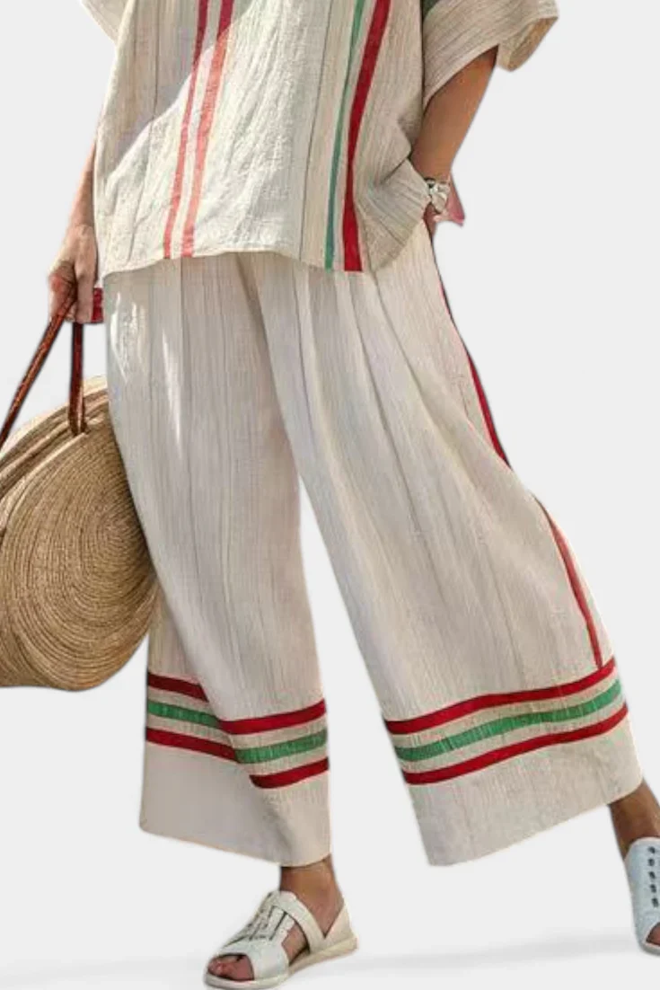 TRUVANE™ COMFORTABLE BOHO PRINT BLOUSE & LOOSE-FIT PANTS - Image 4