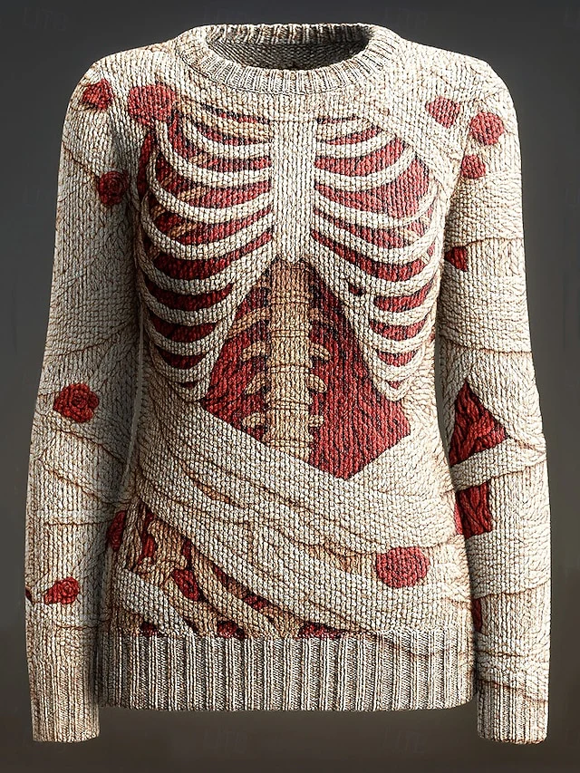 Women's Halloween Skeleton Graphic Knit Pullover - Image 4